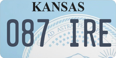 KS license plate 087IRE