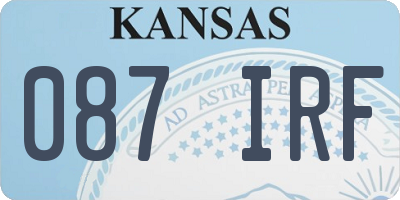 KS license plate 087IRF