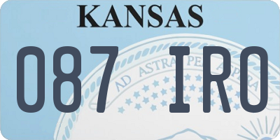 KS license plate 087IRO