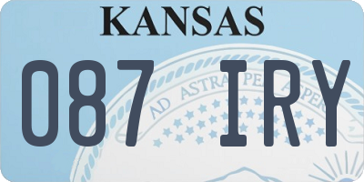 KS license plate 087IRY