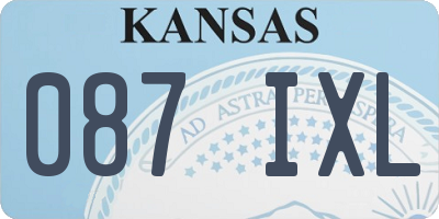 KS license plate 087IXL