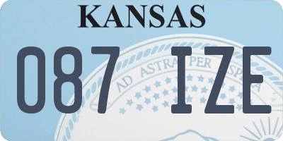 KS license plate 087IZE