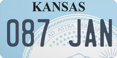 KS license plate 087JAN