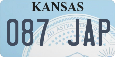 KS license plate 087JAP