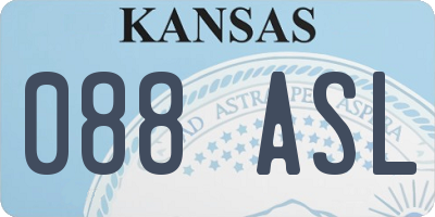 KS license plate 088ASL