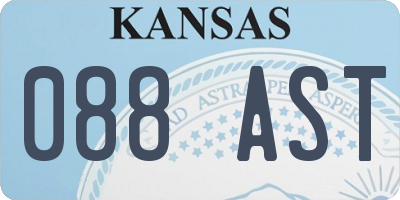 KS license plate 088AST