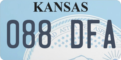 KS license plate 088DFA