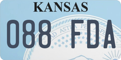 KS license plate 088FDA