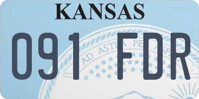 KS license plate 091FDR