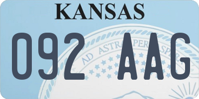 KS license plate 092AAG