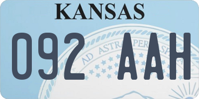 KS license plate 092AAH