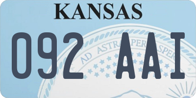 KS license plate 092AAI