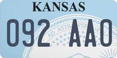 KS license plate 092AAO