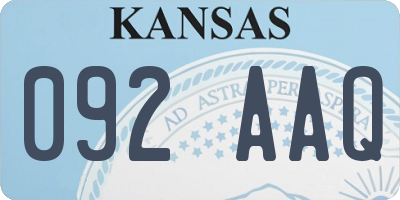 KS license plate 092AAQ