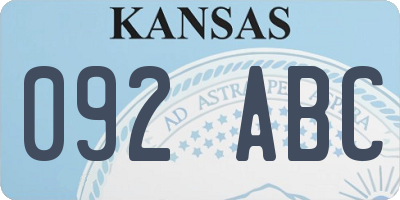 KS license plate 092ABC