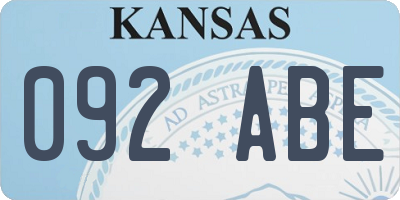 KS license plate 092ABE