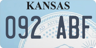 KS license plate 092ABF