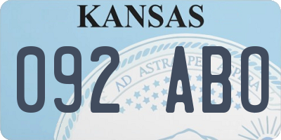 KS license plate 092ABO