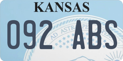 KS license plate 092ABS