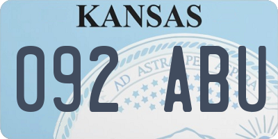 KS license plate 092ABU