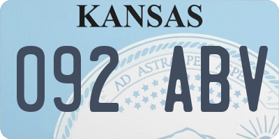 KS license plate 092ABV