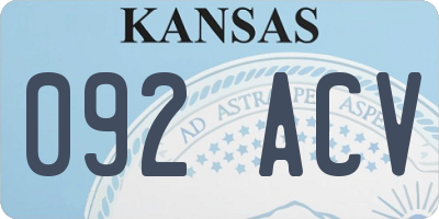 KS license plate 092ACV