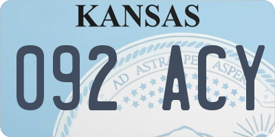 KS license plate 092ACY