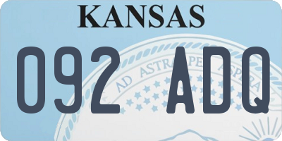 KS license plate 092ADQ