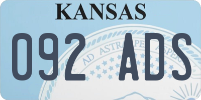 KS license plate 092ADS