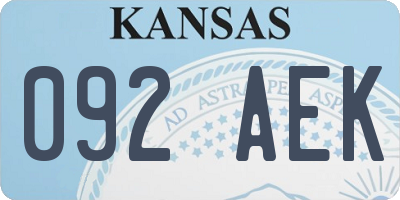KS license plate 092AEK