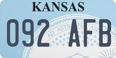 KS license plate 092AFB