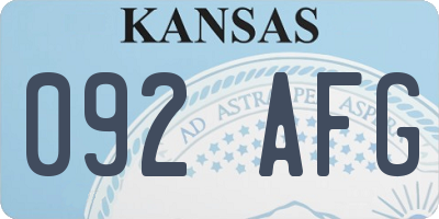 KS license plate 092AFG