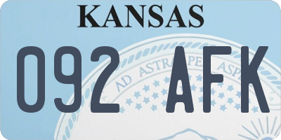 KS license plate 092AFK