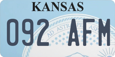 KS license plate 092AFM