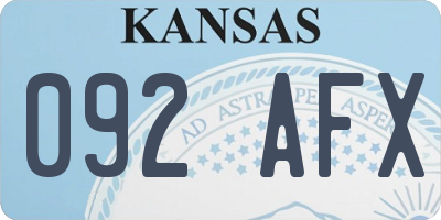 KS license plate 092AFX