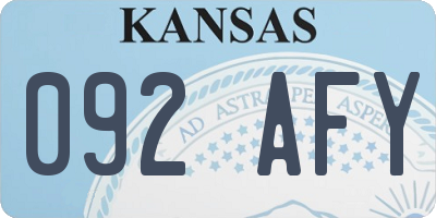 KS license plate 092AFY