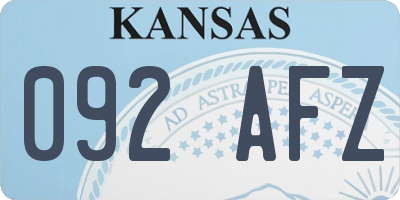 KS license plate 092AFZ