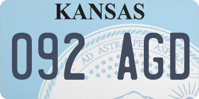 KS license plate 092AGD