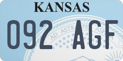 KS license plate 092AGF