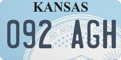 KS license plate 092AGH