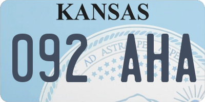 KS license plate 092AHA