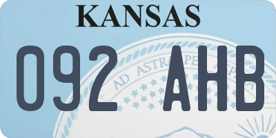 KS license plate 092AHB