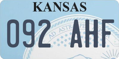 KS license plate 092AHF