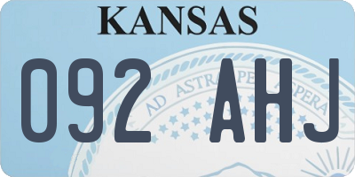 KS license plate 092AHJ