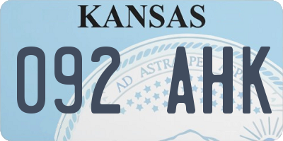 KS license plate 092AHK