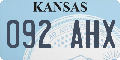 KS license plate 092AHX