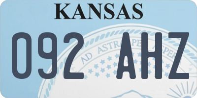 KS license plate 092AHZ