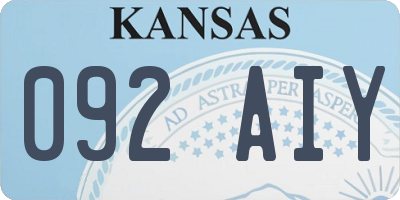 KS license plate 092AIY