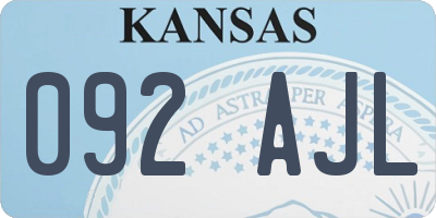 KS license plate 092AJL