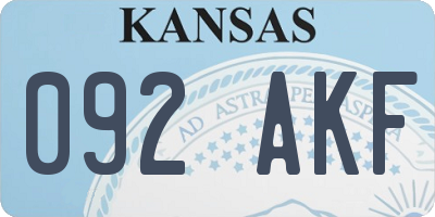 KS license plate 092AKF